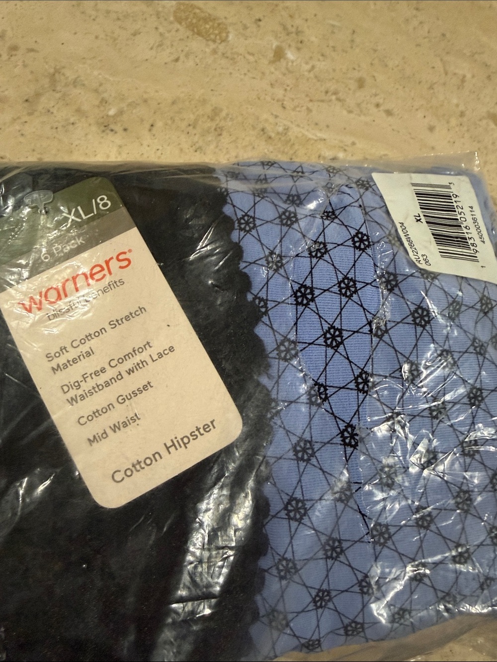 6 Pack Warner's Women’s Blissful Dig-free Comfort Waist With Lace Cotton XL NEW - Picture 2 of 2